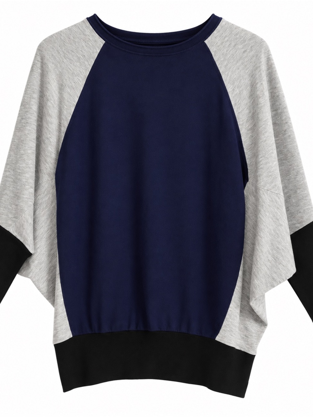 Karen Millen Relaxed Colorblock Navy and Heather Gray Women's Sweater